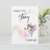 *~* Fairy Rainbow Dust Baby Girl Shower Invitation Kaart (Staand voorkant)