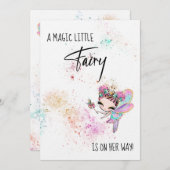 *~* Fairy Rainbow Dust Baby Girl Shower Invitation Kaart (Voorkant / Achterkant)