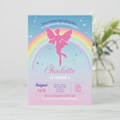 Fairy Rainbow Party Birthday Pink Magical Fairies Kaart (Staand voorkant)