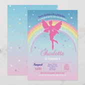Fairy Rainbow Party Birthday Pink Magical Fairies Kaart (Voorkant / Achterkant)