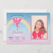 Fairy Rainbow Party Verjaardag Roze Magische Feeën Kaart (Voorkant)