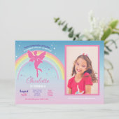 Fairy Rainbow Party Verjaardag Roze Magische Feeën Kaart (Staand voorkant)