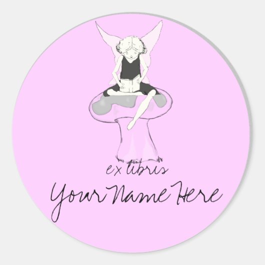 Fairy Reading op Mushroom Ronde Sticker (Voorkant)