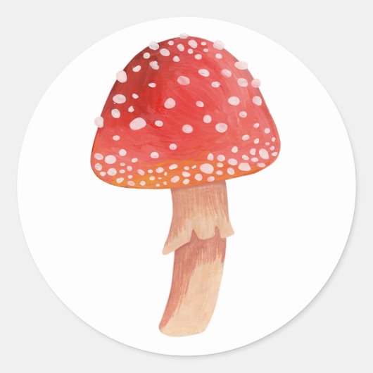 Fairy red paddenstoel. Woodland vliegt agaric. Ama Ronde Sticker (Voorkant)