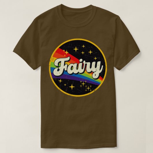 Fairy regenboog in ruimte grunge stijl t-shirt (Design voorkant)