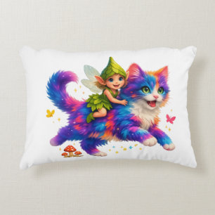 Fairy Riding Colorful Cat T-Shirt – Cute FaT-shirt Accent Kussen