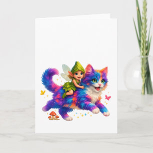 Fairy Riding Colorful Cat T-Shirt – Cute FaT-shirt Kaart