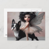 Fairy Riding een Boston Terrier Fantasy Briefkaart (Voorkant / Achterkant)