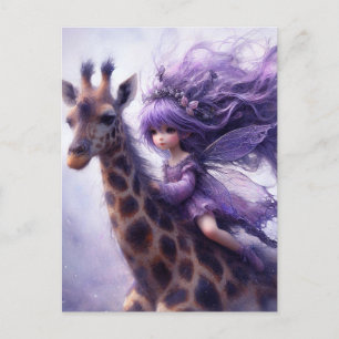 Fairy rijdt een Giraffe Briefkaart
