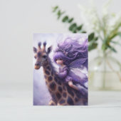 Fairy rijdt een Giraffe Briefkaart (Staand voorkant)