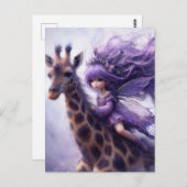 Fairy rijdt een Giraffe Briefkaart (Voorkant / Achterkant)