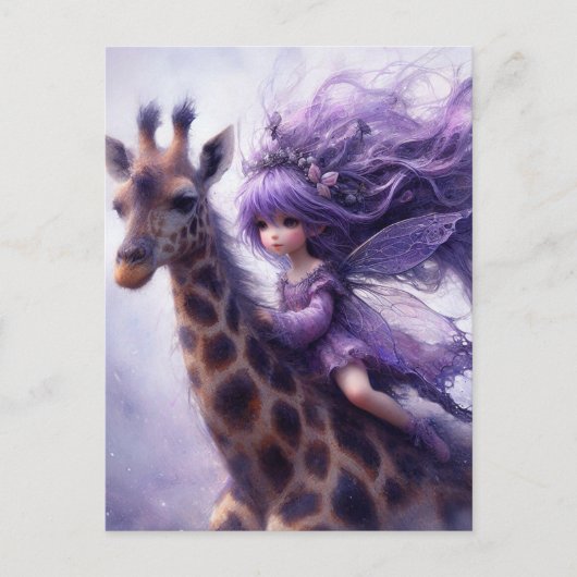 Fairy rijdt een Giraffe Briefkaart (Voorkant)