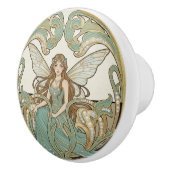 Fairy Sage Green & Gold Art Deco Nouveau Keramische Knop (Rechts)