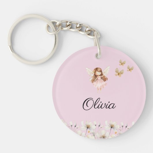 Fairy Schattigee tuin betoverde gepersonaliseerde  Sleutelhanger (Voorkant)