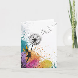 Fairy shaking een paardenbloem blanco kaart