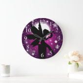 Fairy Silhouette Clock Paarse Moon and Stars Grote Klok (Huis)
