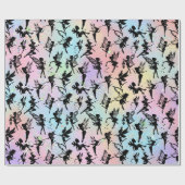 Fairy Silhouette Pattern Sparkly Rainbow Cadeaupapier (Vlak)