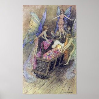 Fairy Singing to Baby van Warwick Goble Poster
