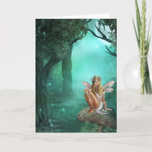 Fairy Sitting on a Mushroom Patch Card Kaart (Voorkant)
