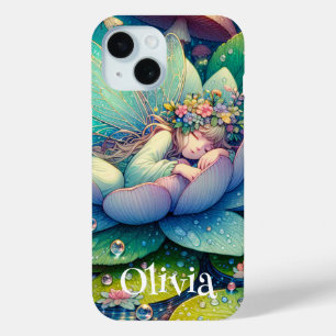 Fairy slapen op een bloem gepersonaliseerd iPhone 15 case