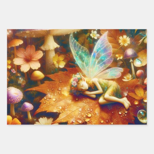 Fairy slapen op een bloem gepersonaliseerd inpakpapier vel (Voorkant)