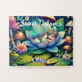 Fairy Slapen op een Flower Fairytale gepersonalise Legpuzzel
