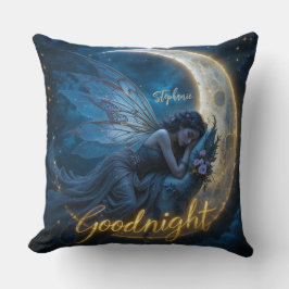Fairy Sleeping on Crescent Moon Goodnight Kussen