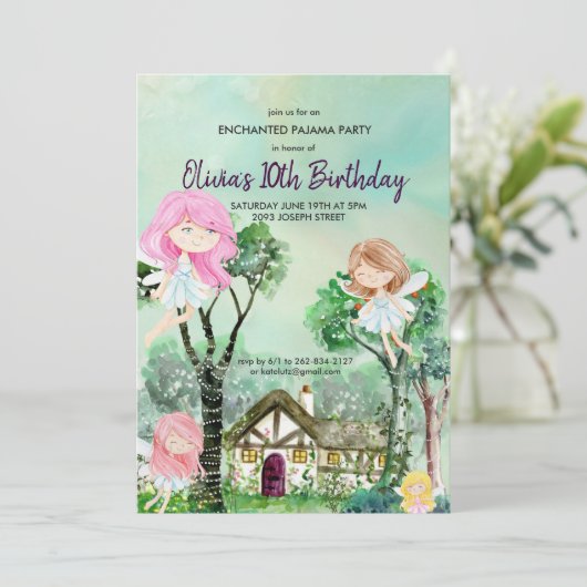 Fairy Slumber Party Panama Verjaardag Uitnodiging (Staand voorkant)