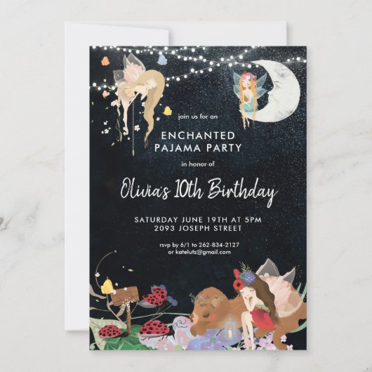Fairy Slumber Party Panama Verjaardag Uitnodiging (Voorkant)