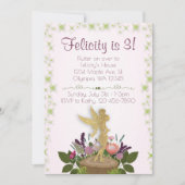 Fairy Sparkly Floral Birthday Party Invitation Kaart (Voorkant)
