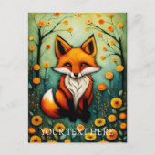 Fairy Spring Kleurrijke Bloemen Vos Schilderij Briefkaart (Voorkant)