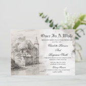 Fairy-sprookje Castle Vintage Wedding Invitation Kaart (Staand voorkant)