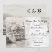 Fairy-sprookje Castle Vintage Wedding Invitation Kaart (Voorkant / Achterkant)