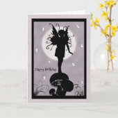 Fairy Standing op Mushroom Verjaardag Kaart (Gele Bloem)
