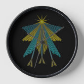 Fairy Stars Black Wood Framed Clock (Voorkant)