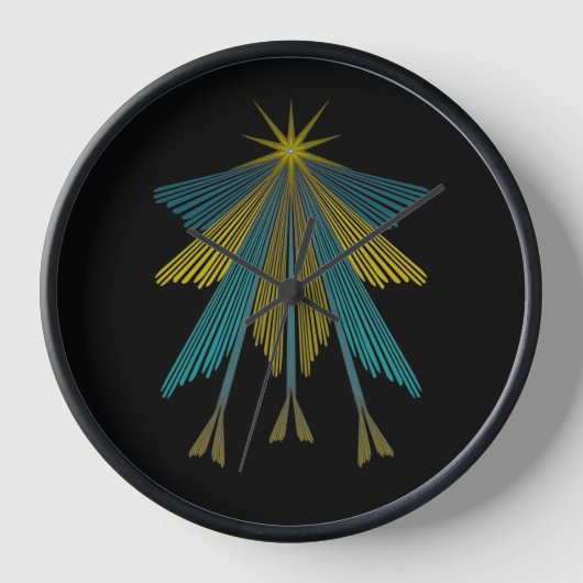 Fairy Stars Black Wood Framed Clock (Voorkant)