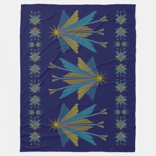 Fairy Stars Large Navy Fleece Blanket Deken (Voorkant)