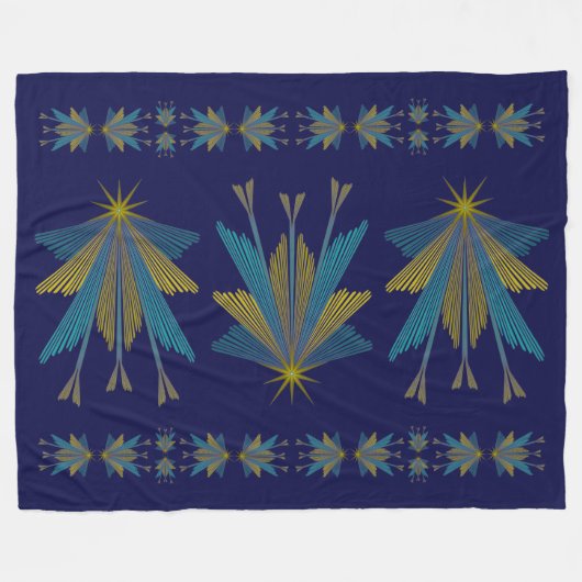 Fairy Stars Large Navy Fleece Blanket Deken (Voorkant (Horizontaal))