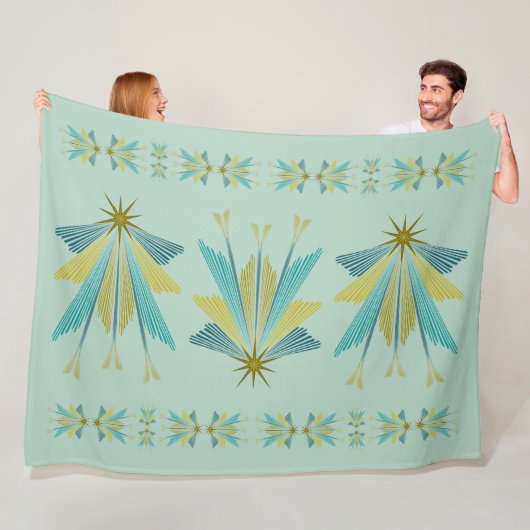 Fairy Stars Large Pistachio Fleece Blanket Deken (In situ)
