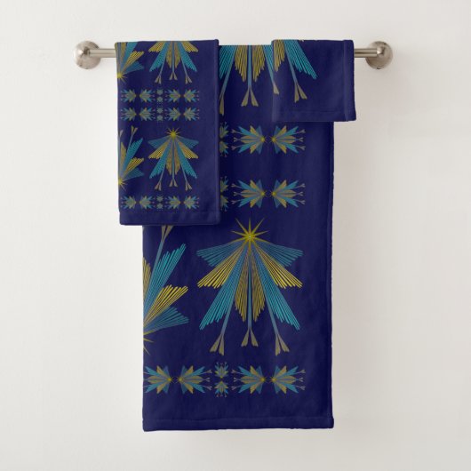 Fairy Stars Navy Bath Towel Set Bad Handdoek (Insitu)