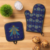 Fairy Stars Navy Ovenwant & Pannenlap Set (Top down)