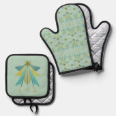 Fairy Stars Pistachio Ovenwant & Pannenlap Set (Voorkant / Achterkant)