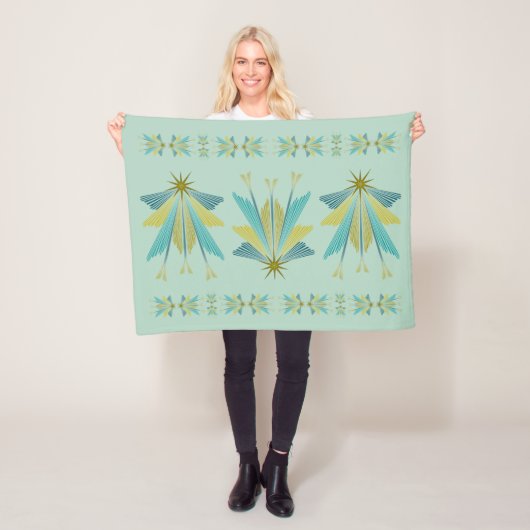 Fairy Stars Small Pistachio Fleece Blanket (In situ)