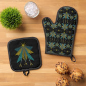 Fairy Stars Zwart Ovenwant & Pannenlap Set (Top down)