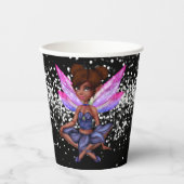 Fairy string licht afrikaans-amerikaans meisje zwa papieren bekers (Voorkant)