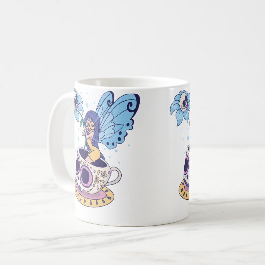 Fairy Sugar Skull Mug Butterfly Tea Pot Witch Magi Koffiemok (Voorkant links)