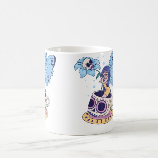 Fairy Sugar Skull Mug Butterfly Tea Pot Witch Magi Koffiemok (Center)