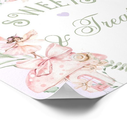 Fairy Sweets and treats Whimsical Purple Birthday Poster (Hoek)