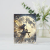 Fairy Swinging voor de maan Briefkaart (Staand voorkant)