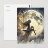 Fairy Swinging voor de maan Briefkaart (Voorkant / Achterkant)